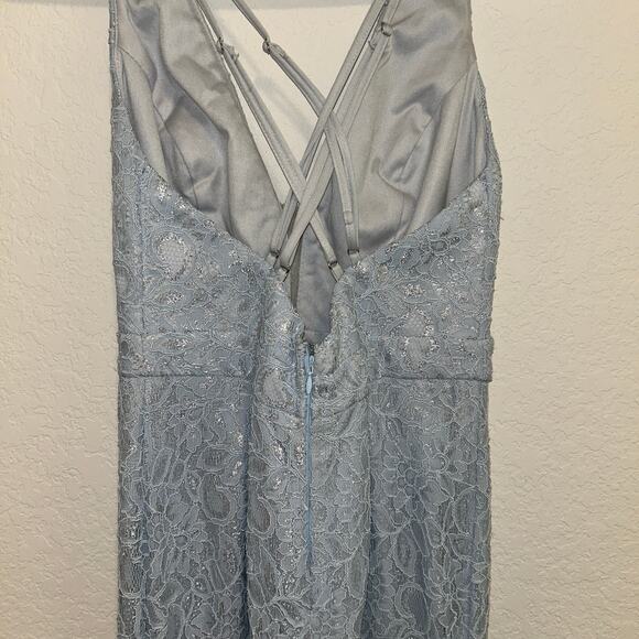 Lulus Dreaming of This Ice Blue Embroidered Lace Sleeveless Maxi Dress Sz Small - Picture 4 of 9